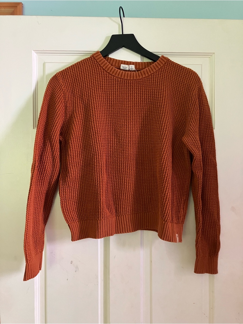 Women's Tentree Rust Waffle-Knit Crewneck Sweater Size Small
